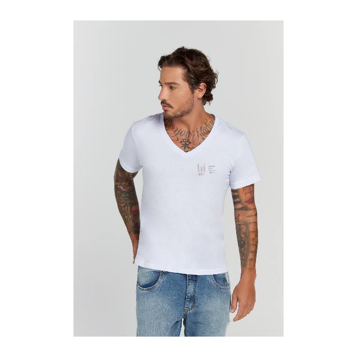 Camiseta Premium Branco Decote V