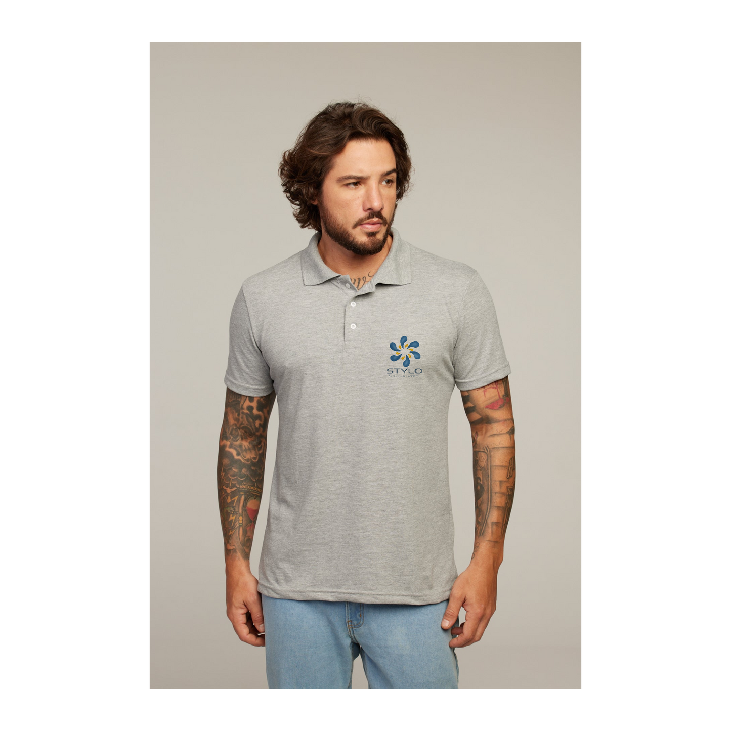 Camisa Polo Cinza Mescla