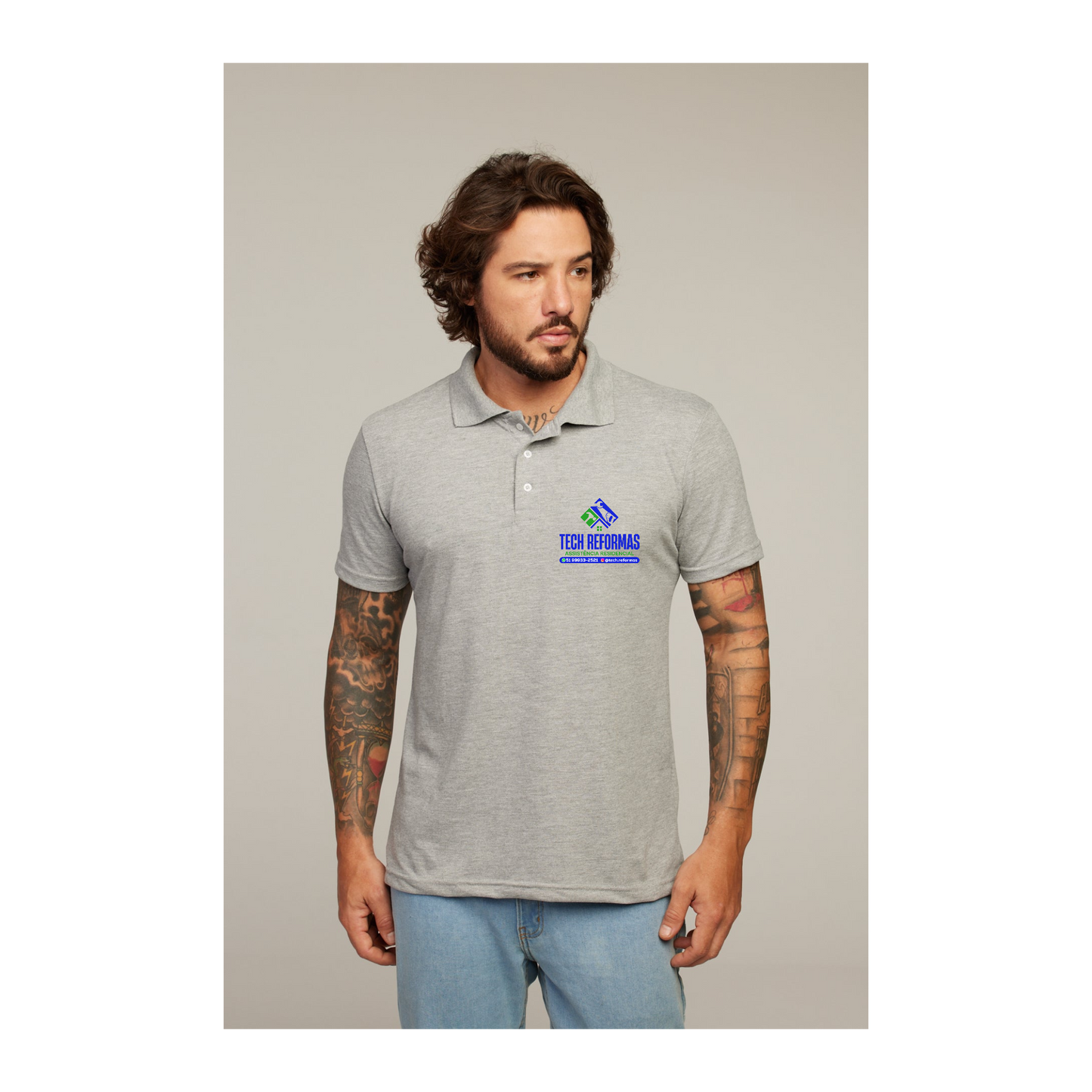 Camisa Polo Cinza Mescla