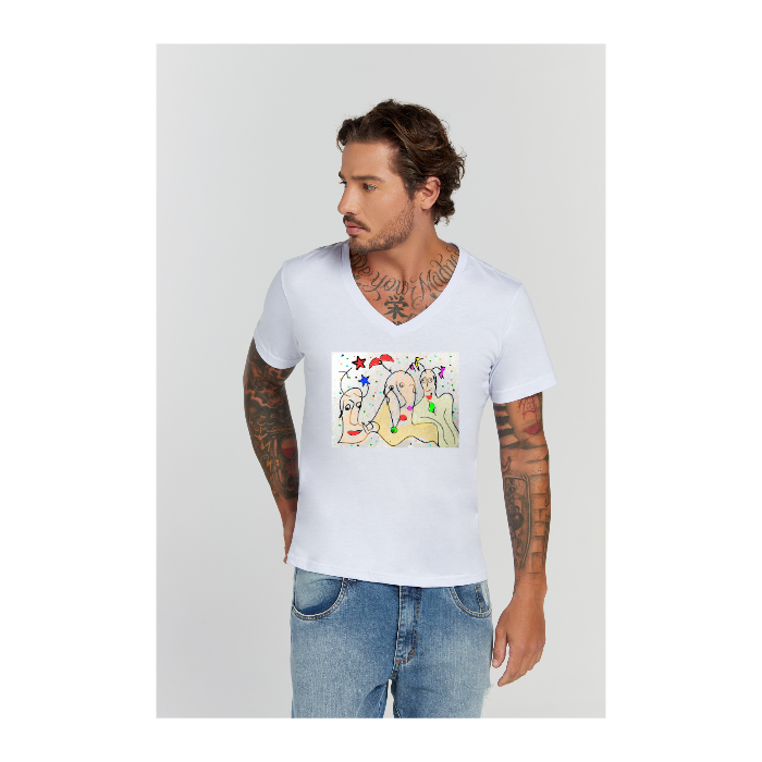 Camiseta Premium Branco Decote V
