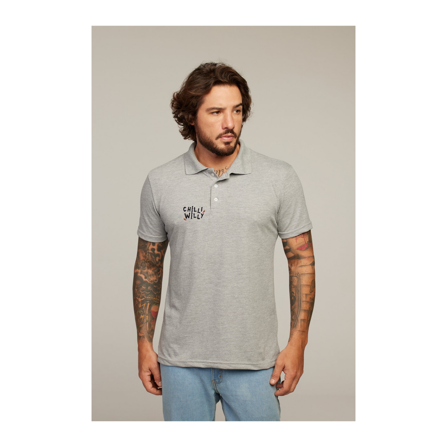 Camisa Polo Cinza Mescla