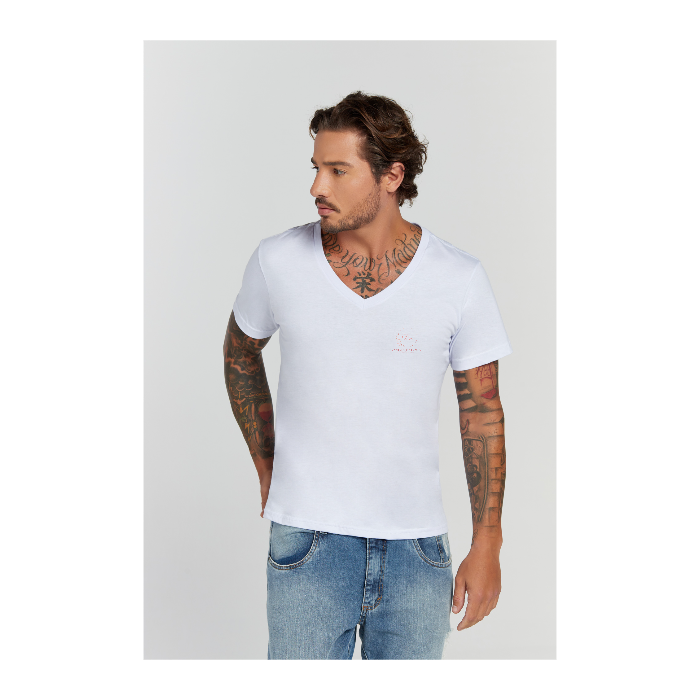 Camiseta Premium Branco Decote V
