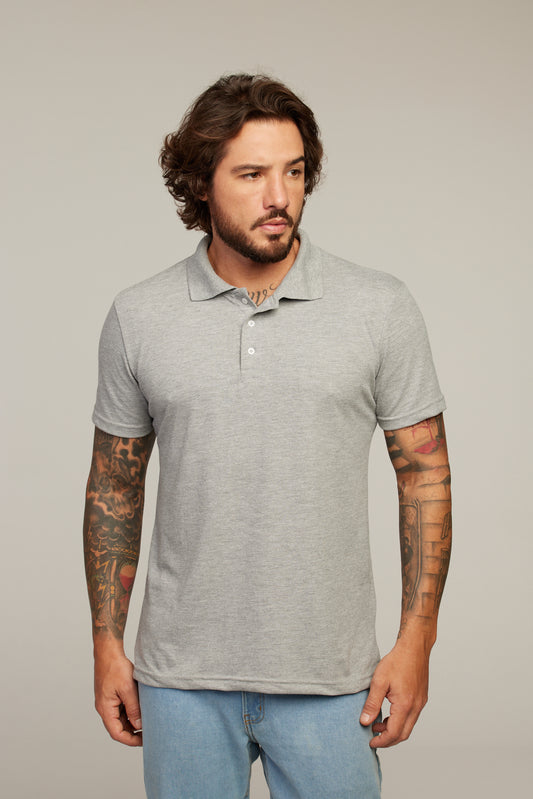 Camisa Polo Cinza Mescla