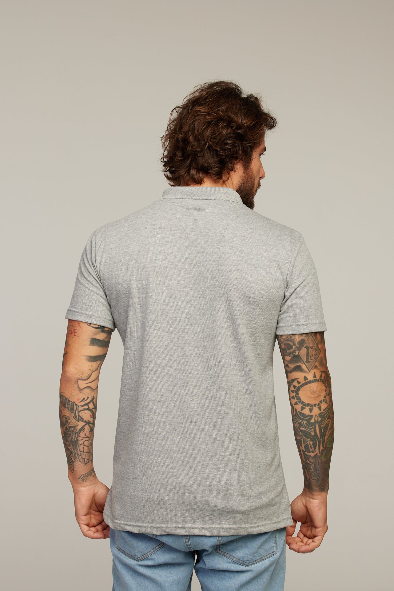 Camisa Polo Cinza Mescla