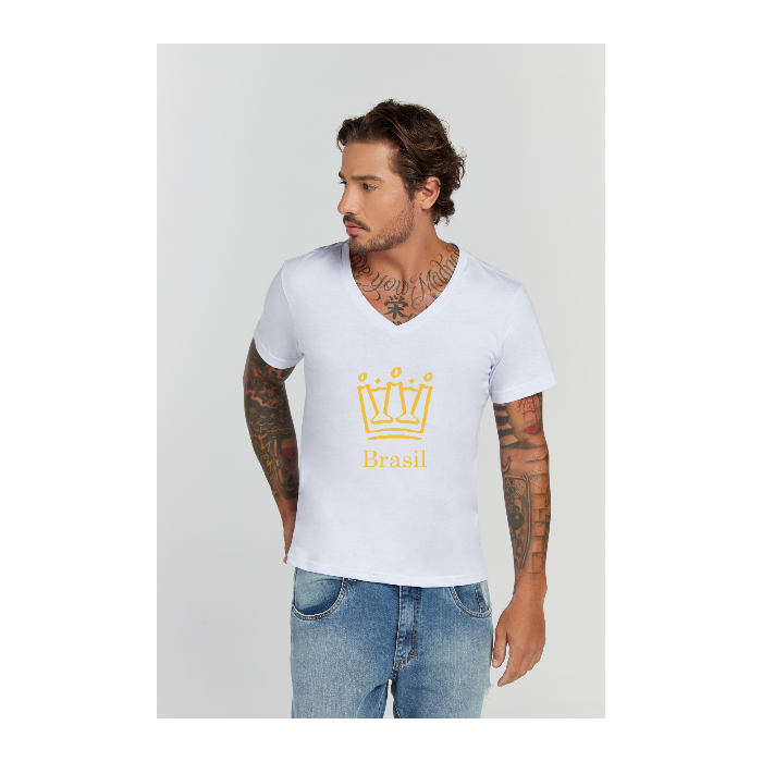 Camiseta Premium Branco Decote V