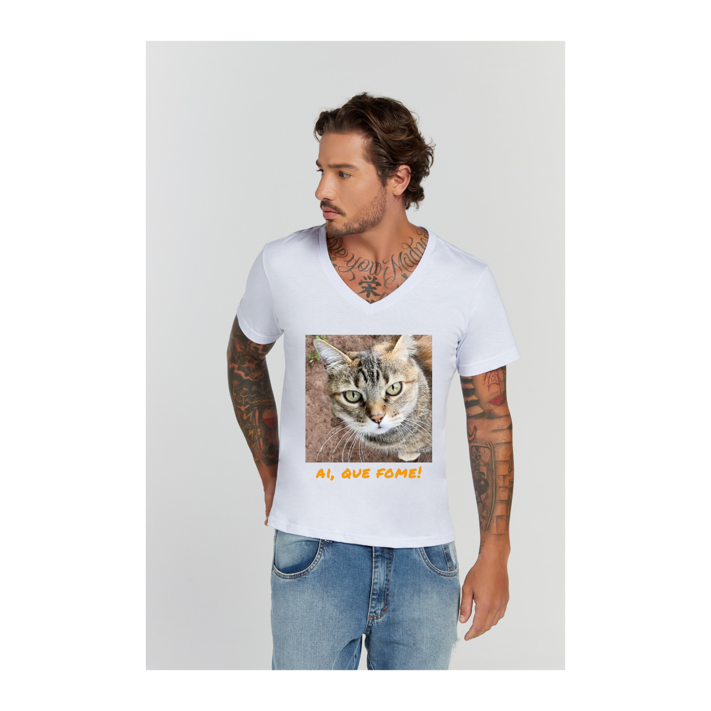 Camiseta Premium Branco Decote V