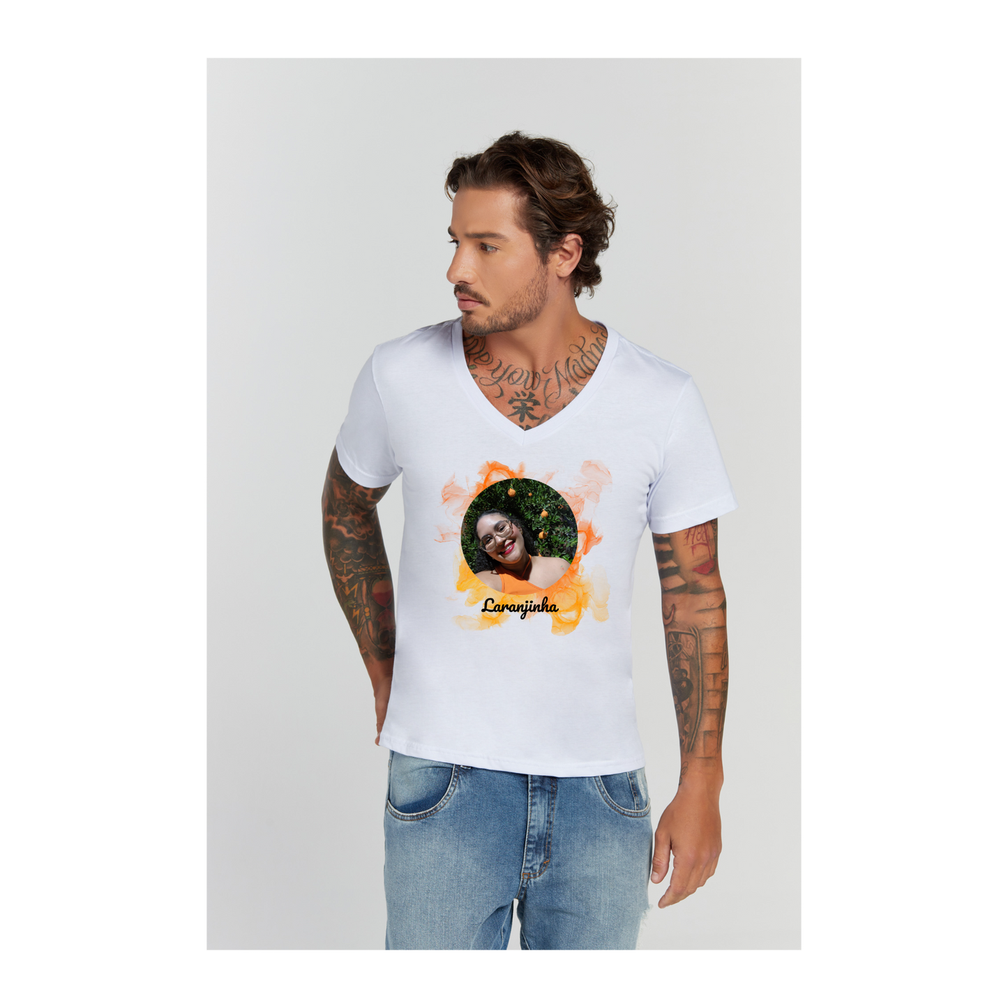 Camiseta Premium Branco Decote V