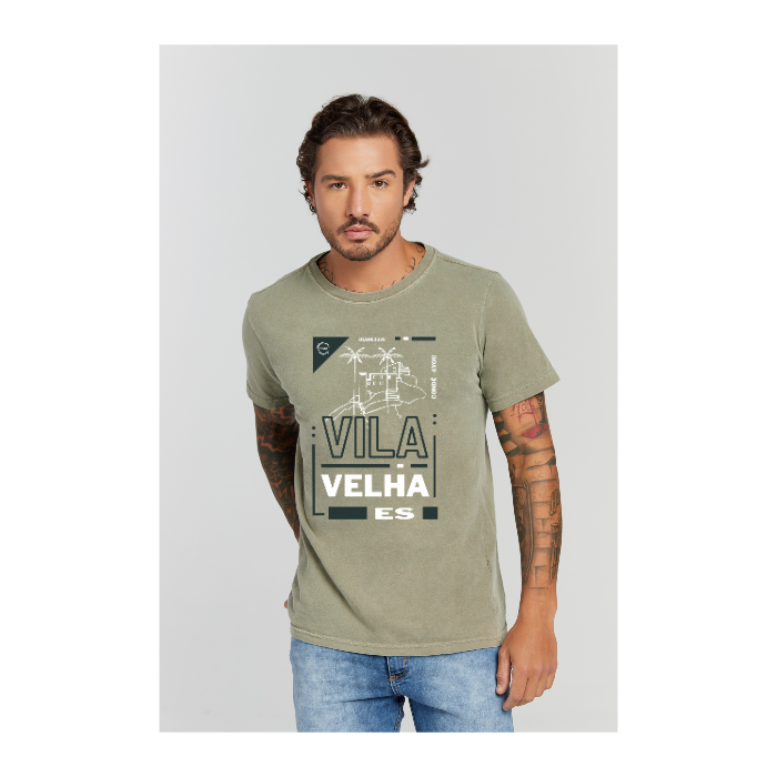 Camiseta Estonada Verde Militar