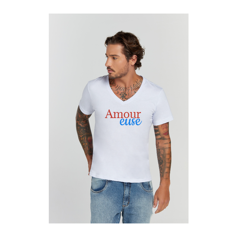 Camiseta Premium Branco Decote V