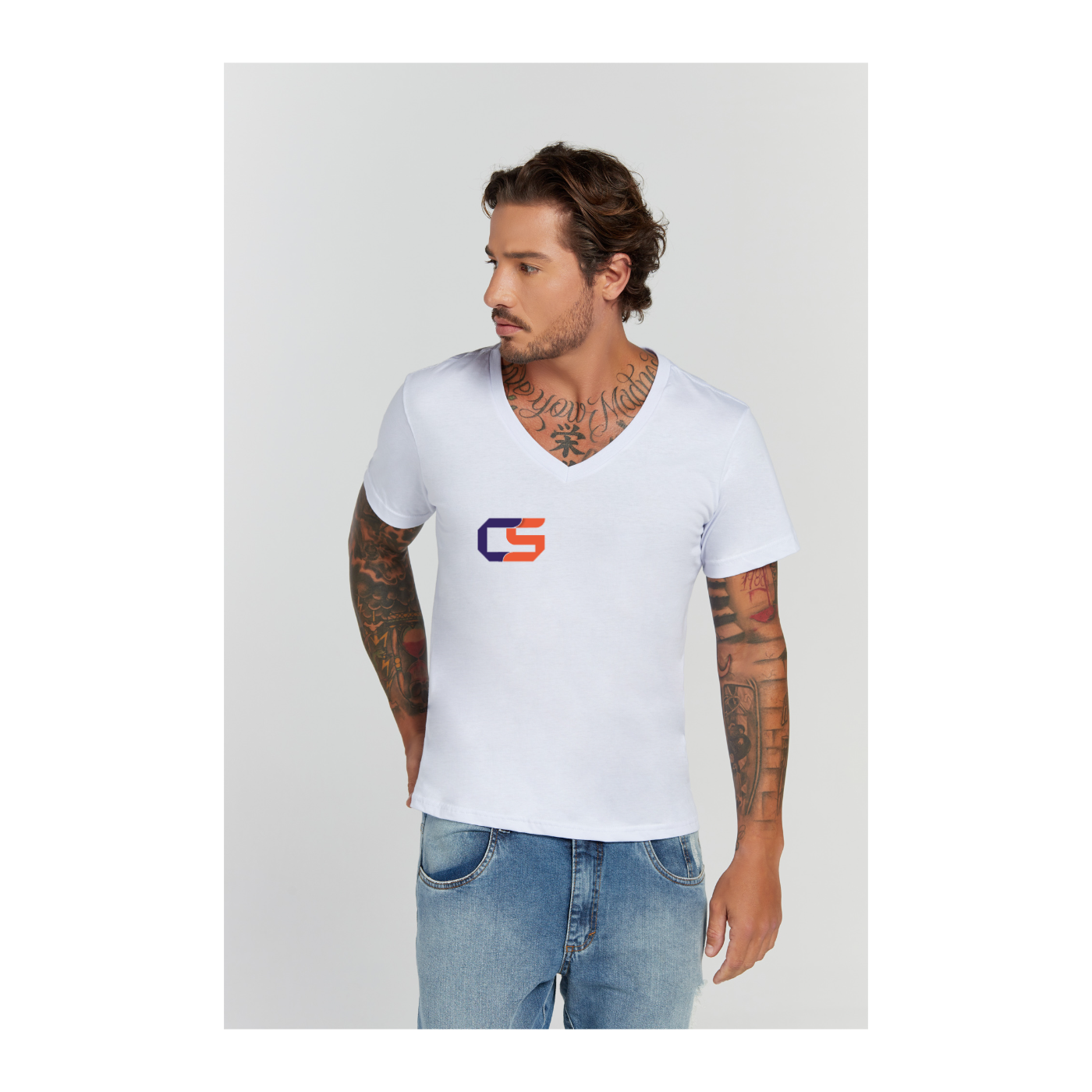 Camiseta Premium Branco Decote V