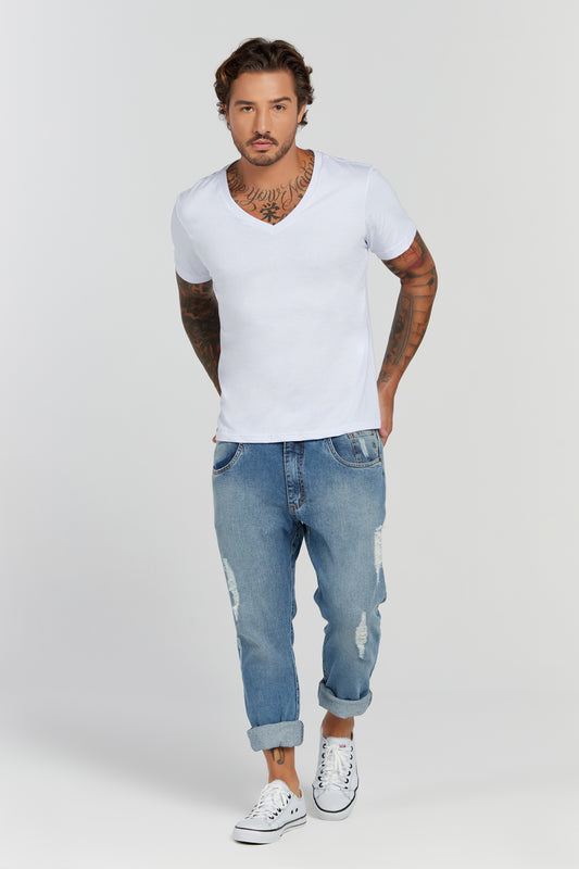 Camiseta Premium Branco Decote V