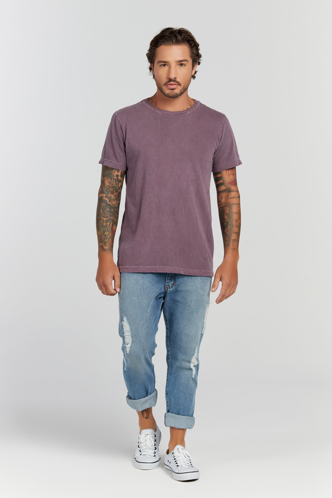 Camiseta Oversized Estampada Lighter - Roxo