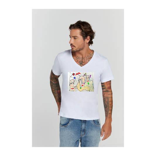 Camiseta Premium Branco Decote V