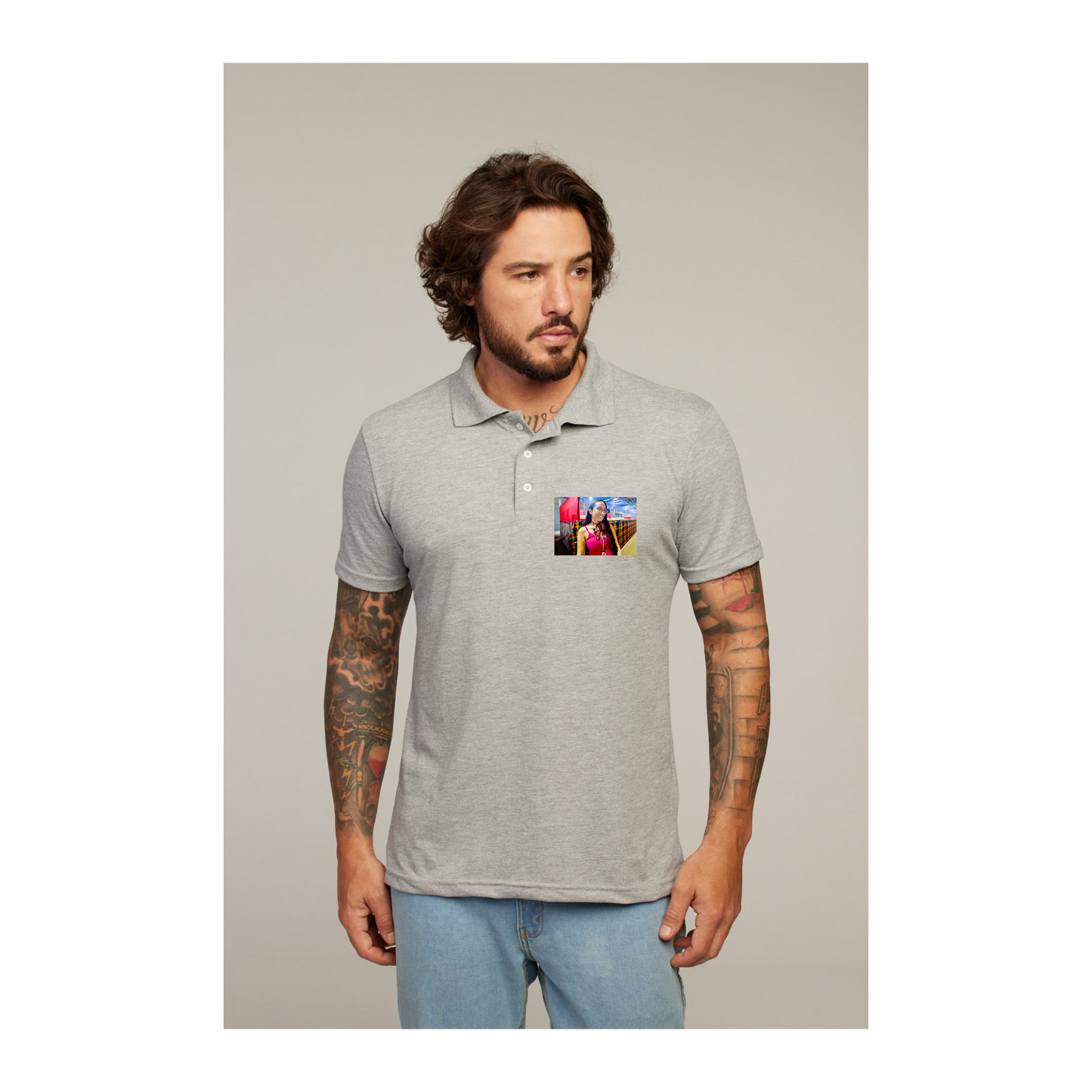 Camisa Polo Cinza Mescla