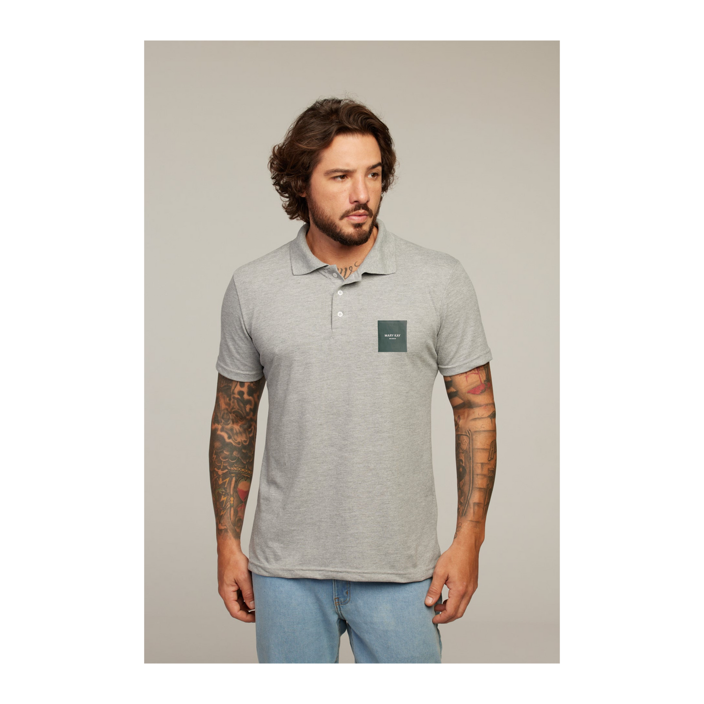 Camisa Polo Cinza Mescla