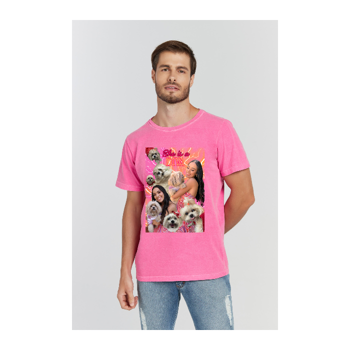 Camiseta Estonada Rosa Pink