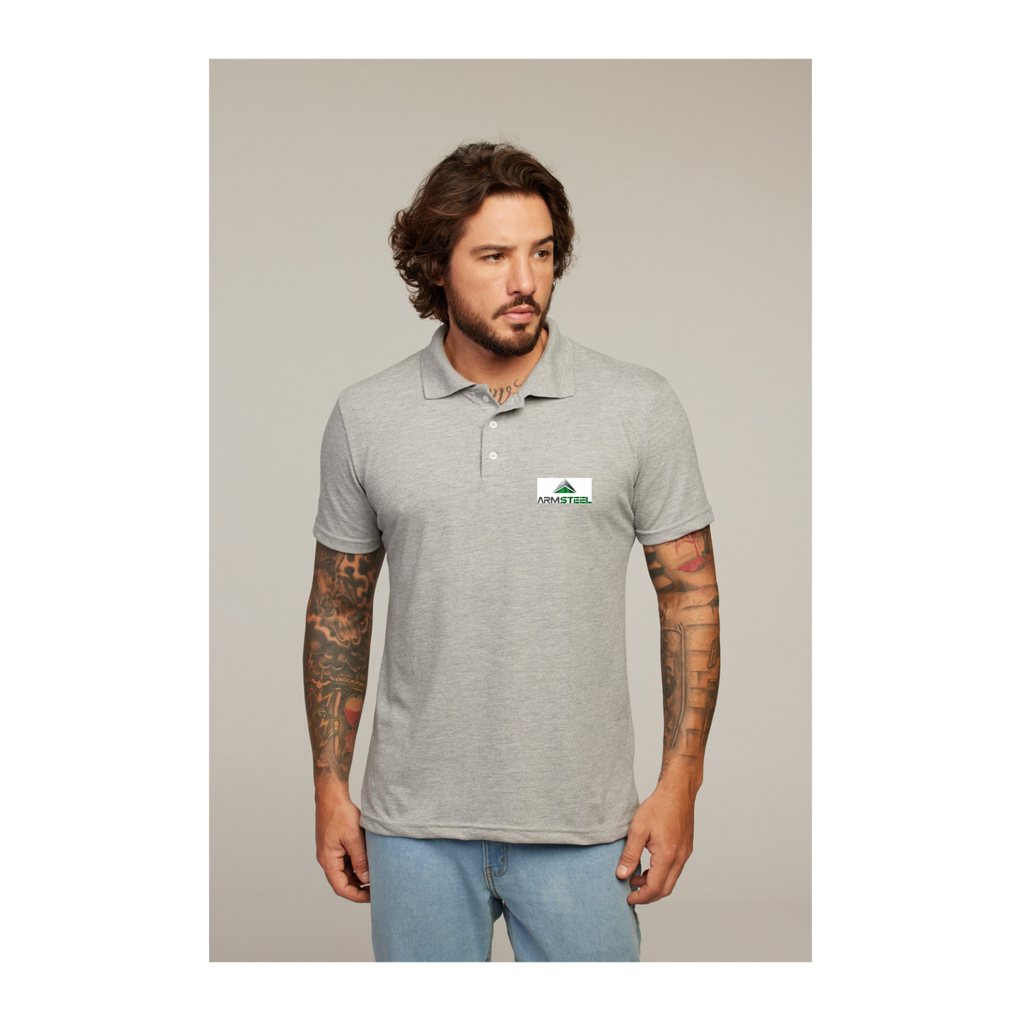 Camisa Polo Cinza Mescla