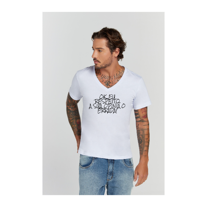 Camiseta Premium Branco Decote V