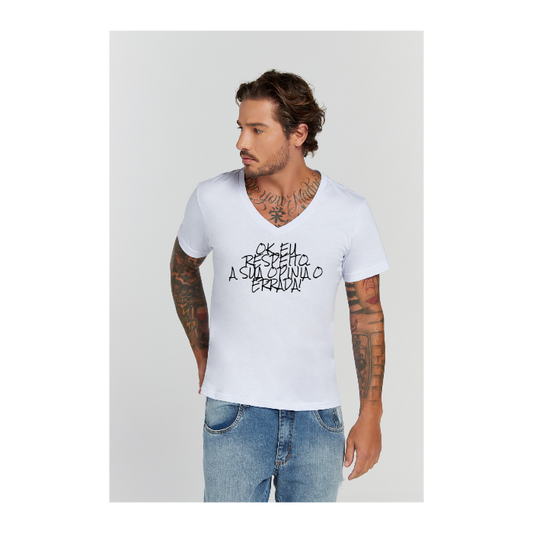 Camiseta Premium Branco Decote V