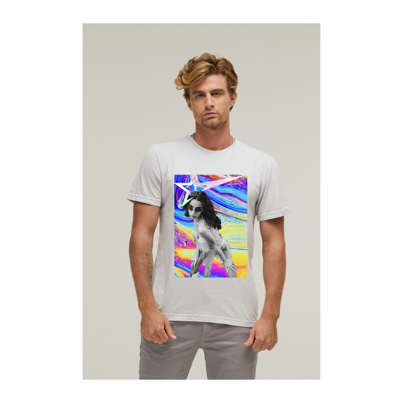 Camiseta Estonada Branco Gelo