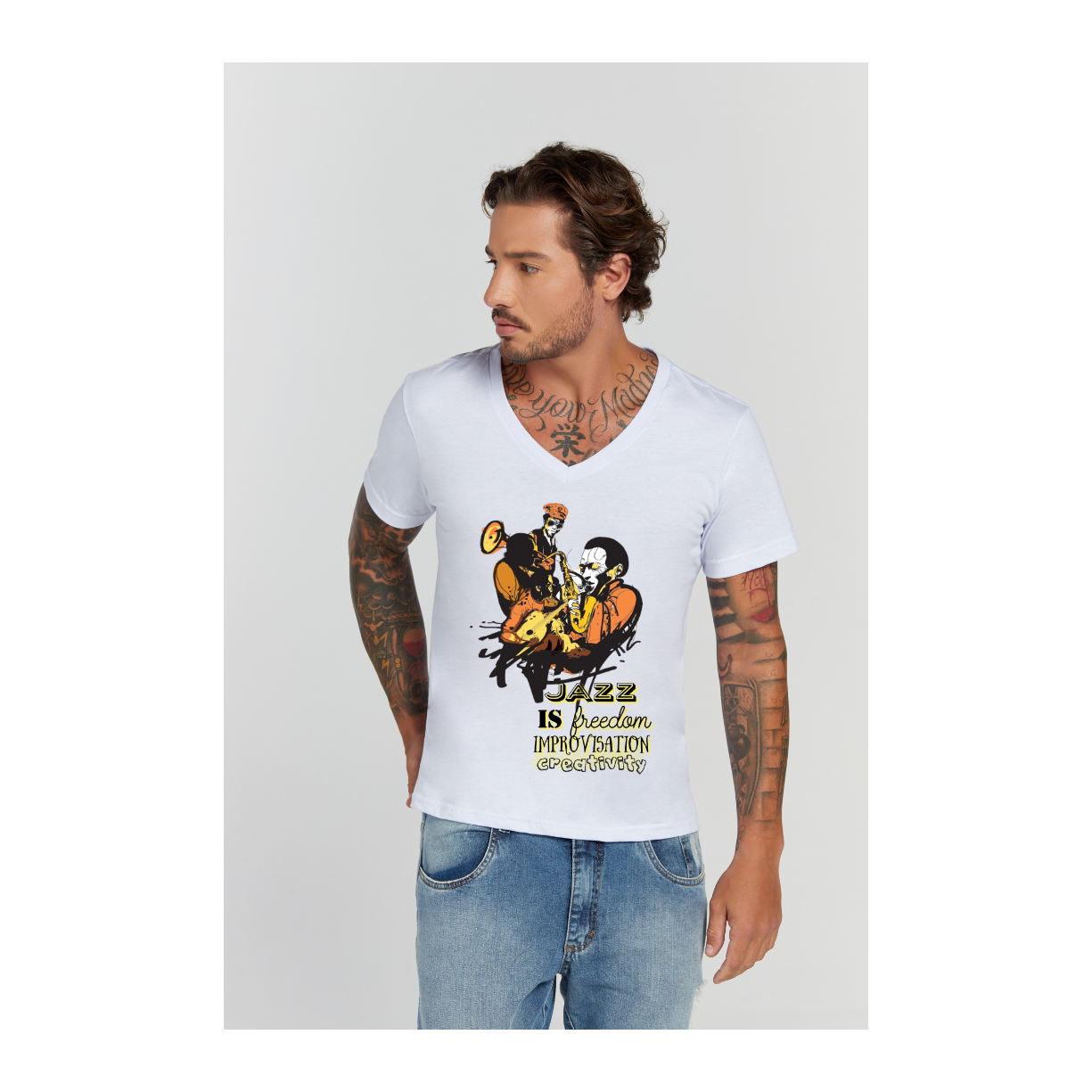 Camiseta Premium Branco Decote V