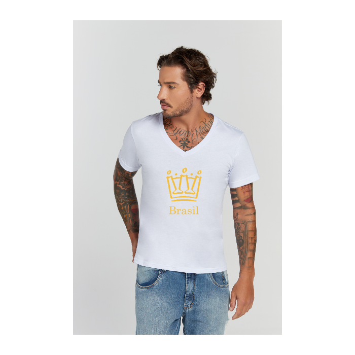 Camiseta Premium Branco Decote V