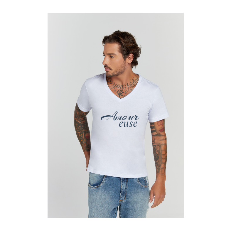Camiseta Premium Branco Decote V