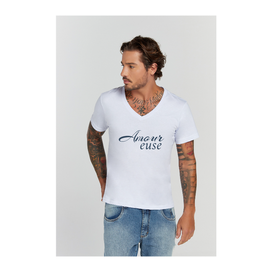 Camiseta Premium Branco Decote V