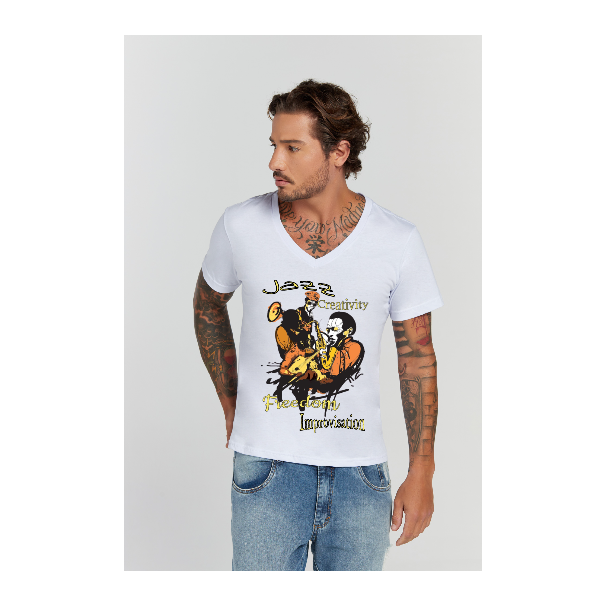 Camiseta Premium Branco Decote V