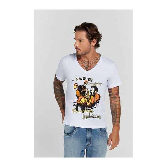 Camiseta Premium Branco Decote V