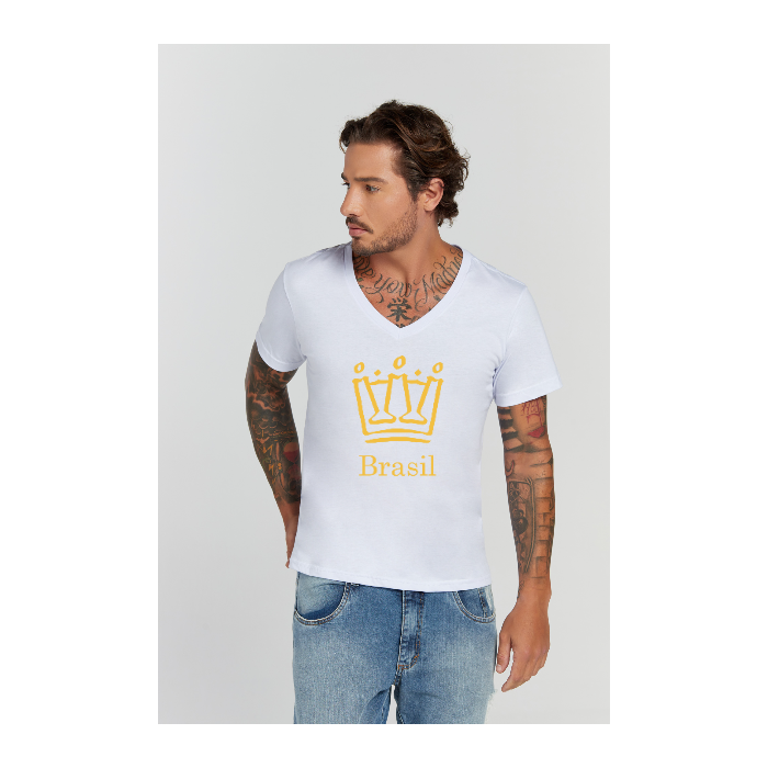 Camiseta Premium Branco Decote V