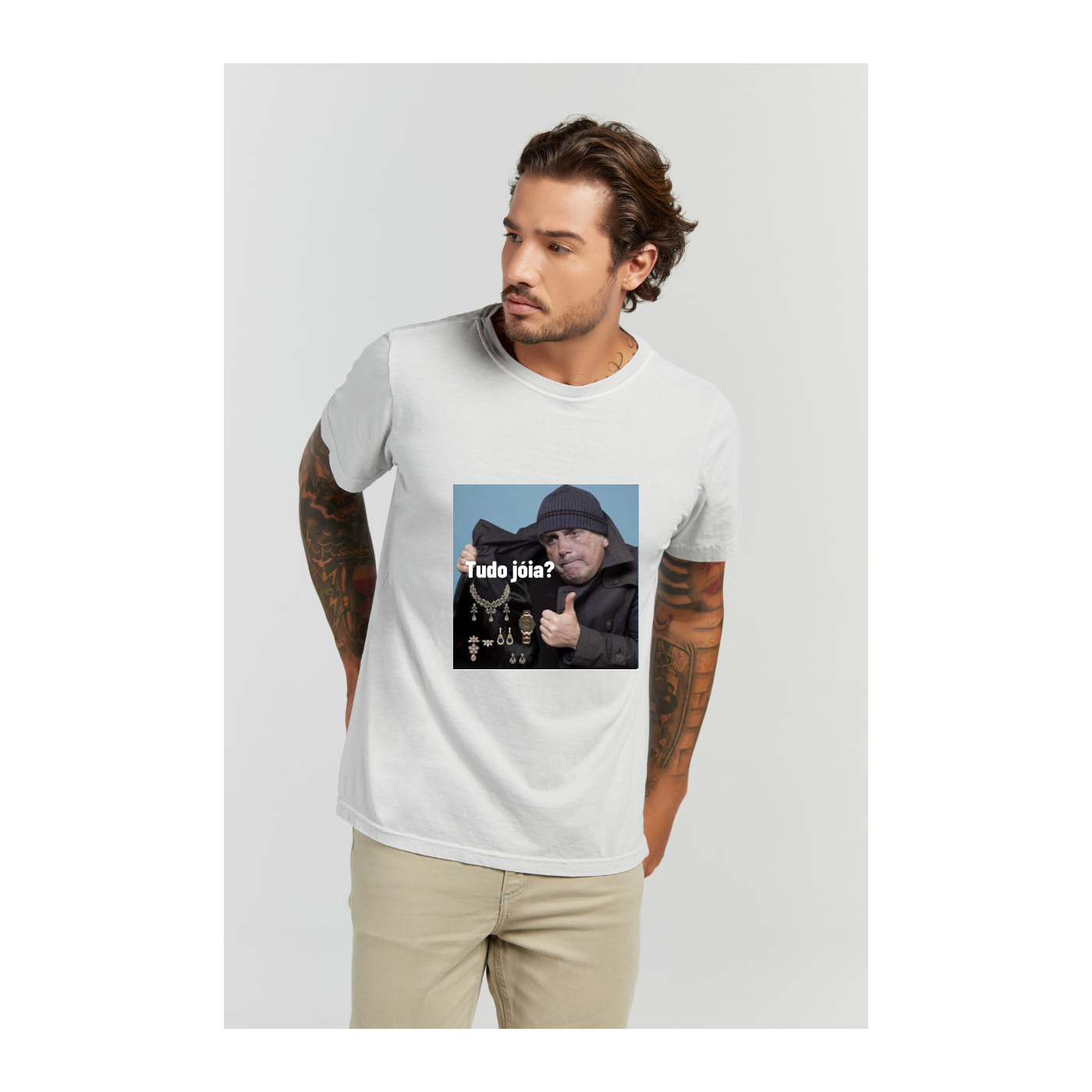 Camiseta Estonada Branco Gelo