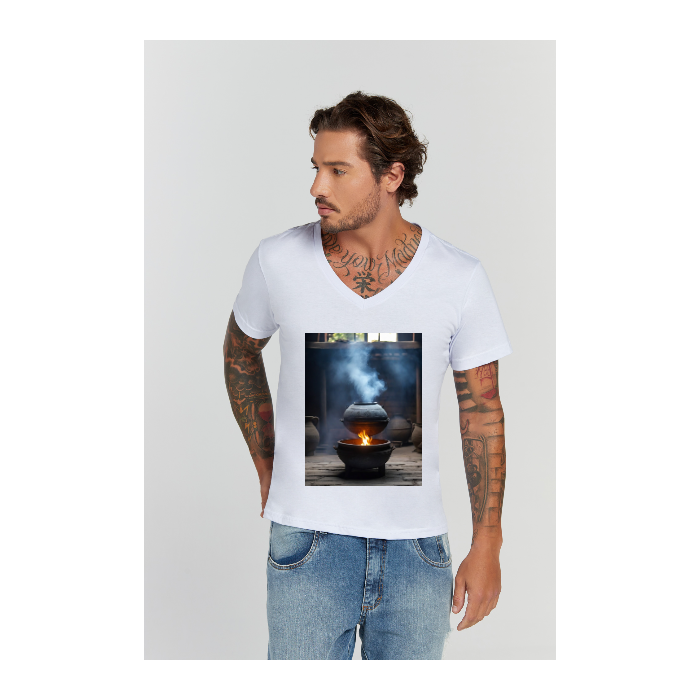 Camiseta Premium Branco Decote V