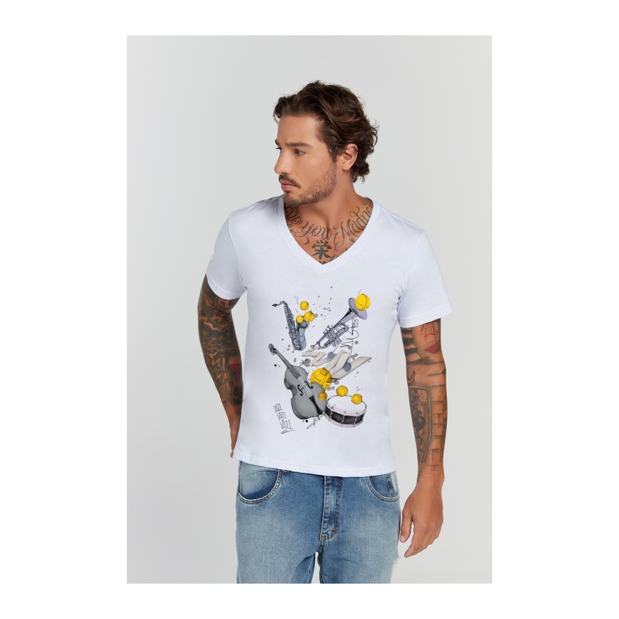 Camiseta Premium Branco Decote V